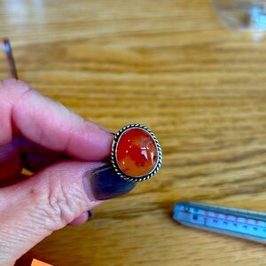 Carnelian Silver Ring Size 7